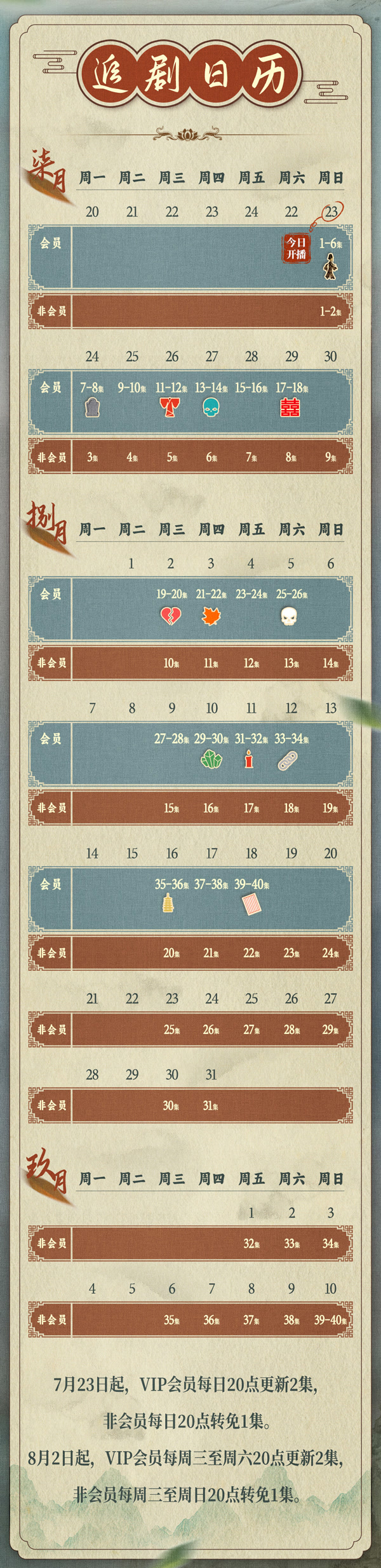 蓮花樓追劇日曆/更新時間