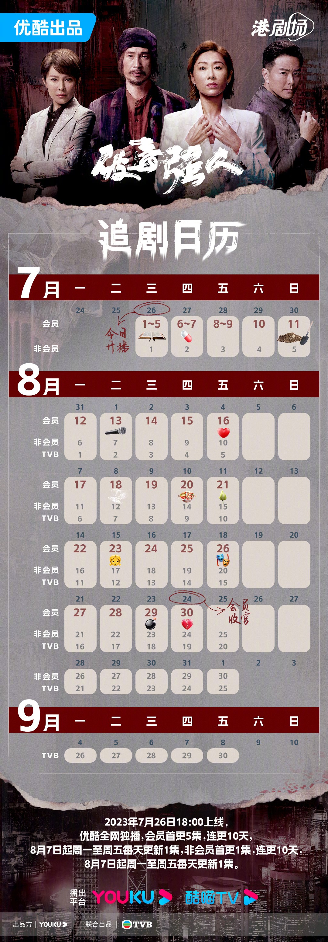 破毒強人追劇日曆/更新時間