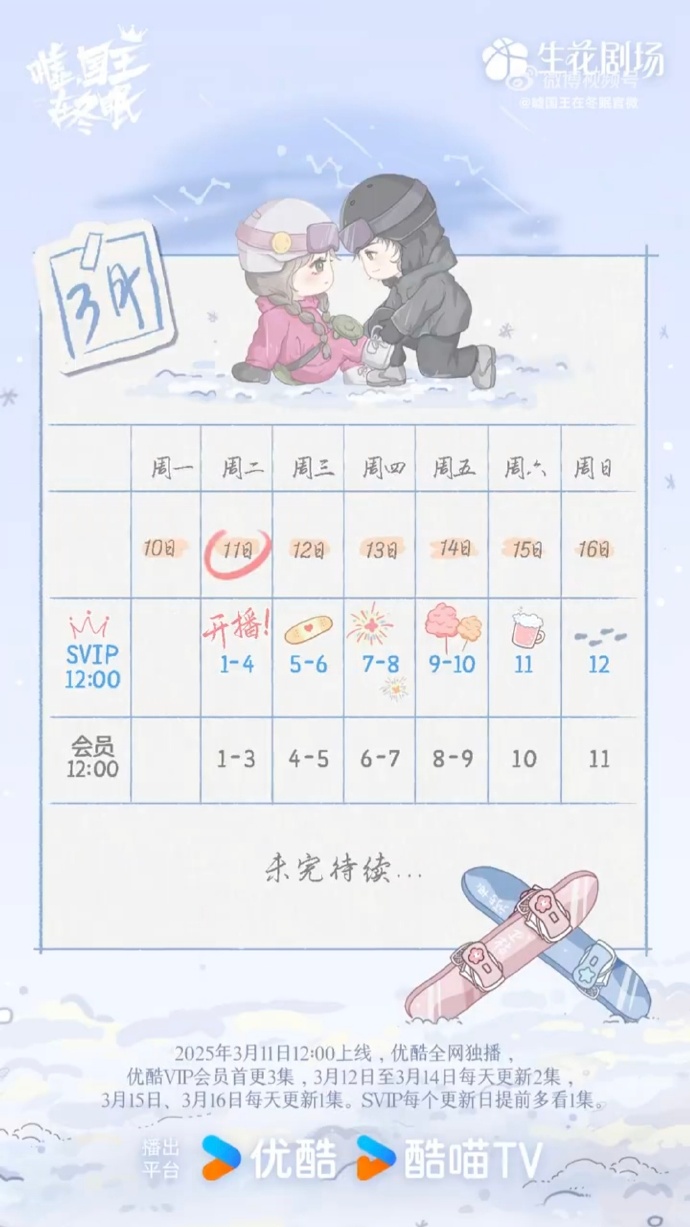 噓,國王在冬眠追劇日曆/更新時間